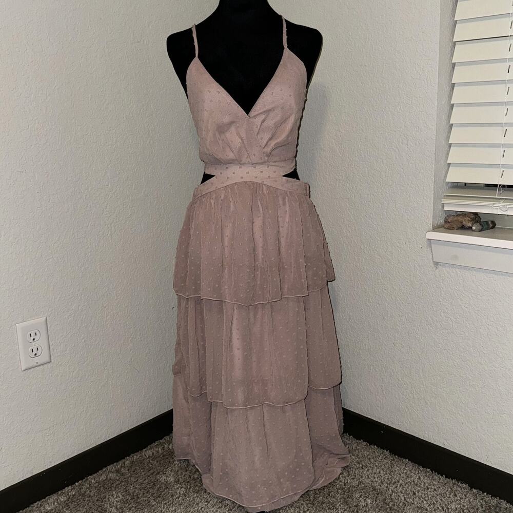 Simplee Maxi Dress Women's Large Pink Backless Sleeveless Adjustable Strap